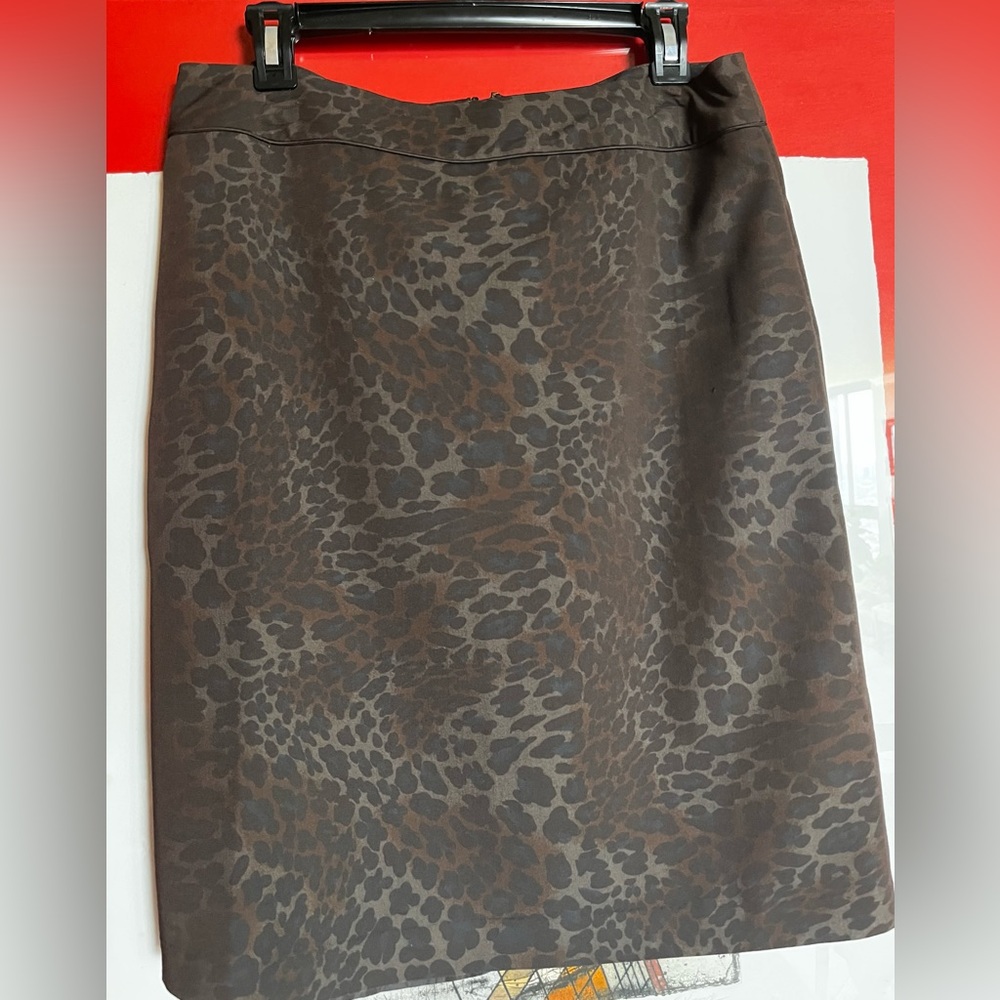 Martha B browns blue animal print skirt